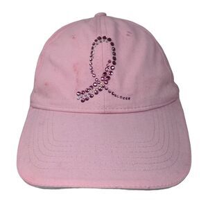 Breast Cancer Awareness Pink Ribbon Bling Strapback Hat Pink One Size